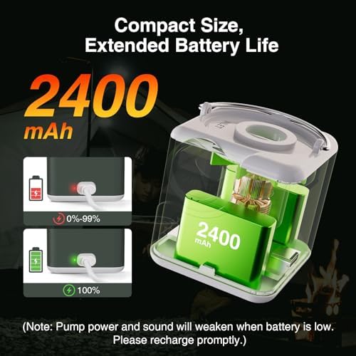 OneTigris Mini Air Pump with Camping Light and 2400 mAh Battery