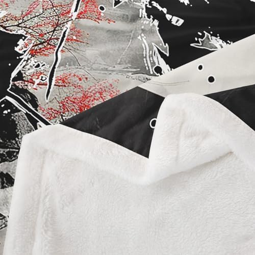 Feelyou Japanese Samurai Sunset Fleece Throw Blanket