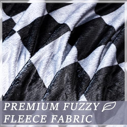 Buryeah 6 Pcs Checkered Flannel Throw Blankets Black Grey Cozy
