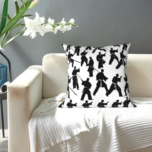 Ogniwo Silhouettes Martial Arts Throw Pillow 12x12 Inch