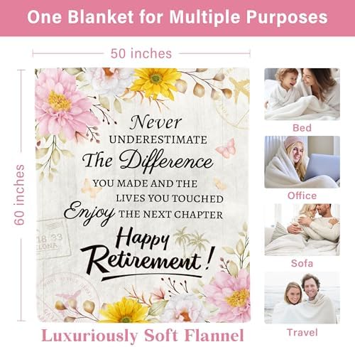 HeartGlint Retirement Gifts for Women 2025 - Soft Flannel Blanket