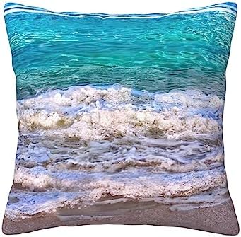 White Beach Tropical Sea Throw Pillow 12x12 Inch