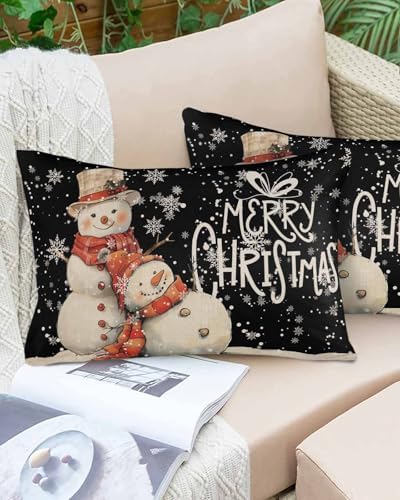 Waterproof Pillow Protector 2 Pack with Zipper Snowman Designs