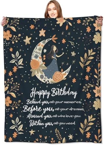 Moon and Stars Birthday Throw Blanket for Daughter