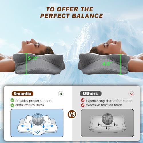 Smanlia Cervical Neck Pillow with Memory Foam and Pillowcase