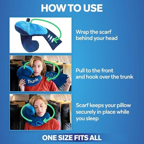 J-Pillow Travel Pillow with Anti-Slip Scarf - Blue