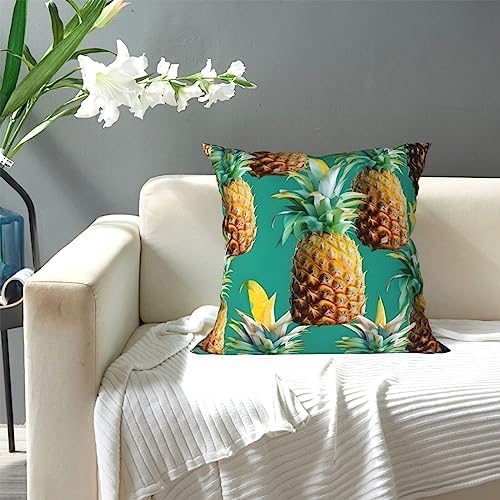 Tropical Pineapple Throw Pillow 12x12 Inch Soft Square Cushion Cover