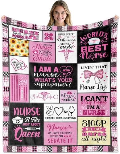 YHIKOUY Nurse Throw Blanket 50x60 Warm Pink