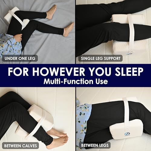 Ergonomic Knee Pillow for Side Sleepers with Cooling Design and Adjustable Strap