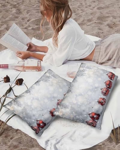 Waterproof Pillow Protector 2 Pack - White Snow Pine Needles Design