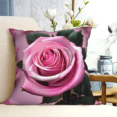 Ogniwo Pink Rose Throw Pillow 12x12 Inch Soft Square Cushion Cover