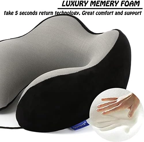 GOTDYA Travel Pillow with Memory Foam Support - Black