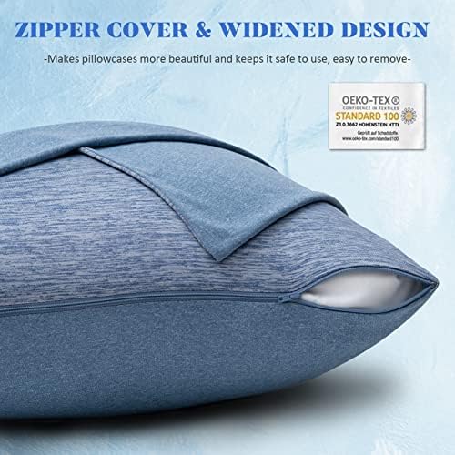 CHOSHOME Cooling Pillow Cases 2 Pack Queen 20x30 Blue