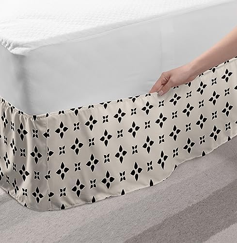 Ambesonne Geometric Bedskirt - TwinTwin XL Pale Tan Charcoal Grey