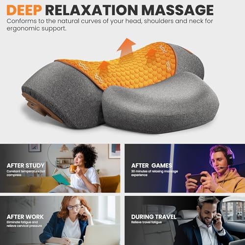CARINIFY 3-in-1 Neck Massager Pillow with Heating and Traction