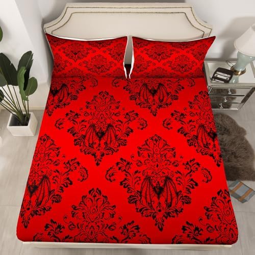 Manfei Gothic Victorian Fitted Sheet Set Queen Size