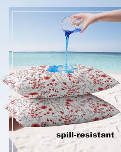 Waterproof Pillow Protector 2 Pack with Red Flowers Print