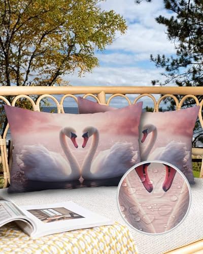 Waterproof Pillow Protector 2 Pack Love Swan Heart Design