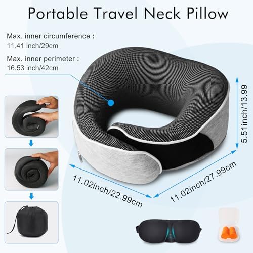 MILADO Adjustable Travel Pillow 12-18 Light Grey