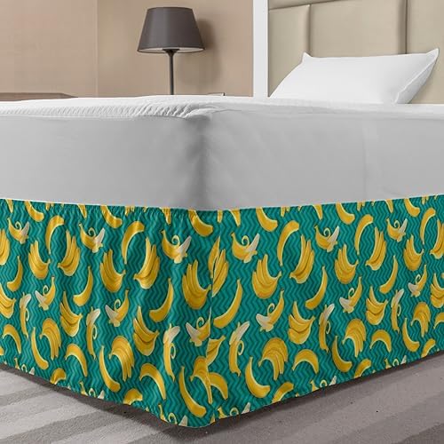 Ambesonne Zigzags Bedskirt with Tropic Banana Print