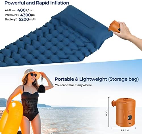 5200mAh Air Pump for Inflatables with LED Display and 4 Nozzles