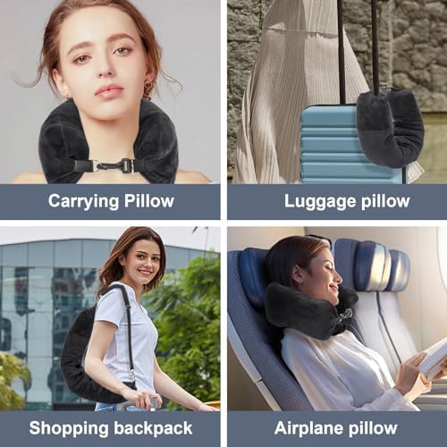 WEEAEEW Stuffable Travel Pillow with Velvet Storage Bag