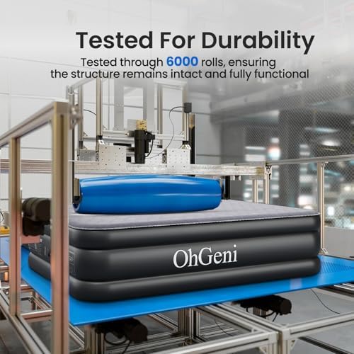 OhGeni Luxury Queen Air Mattress with Built-in Pump and Silk Foam Topper