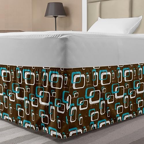 Ambesonne Geometric Bedskirt - TwinTwin XL Dark Cocoa Sky Blue 1