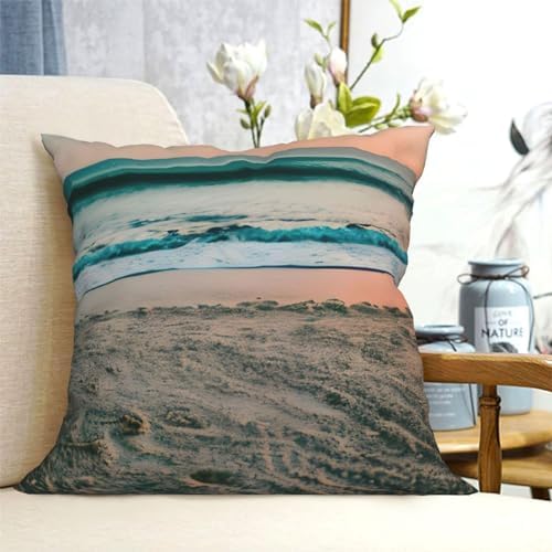Ogniwo Beach Sunset Throw Pillow 12x12 Inch Soft Square Cushion Cover