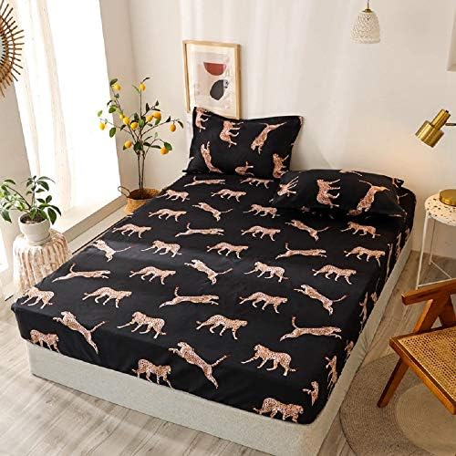 NATURETY Fitted Sheet Full Size 75x54 Black Gold