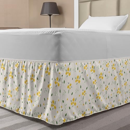 Ambesonne Botanical Bed Skirt with Elastic Wrap