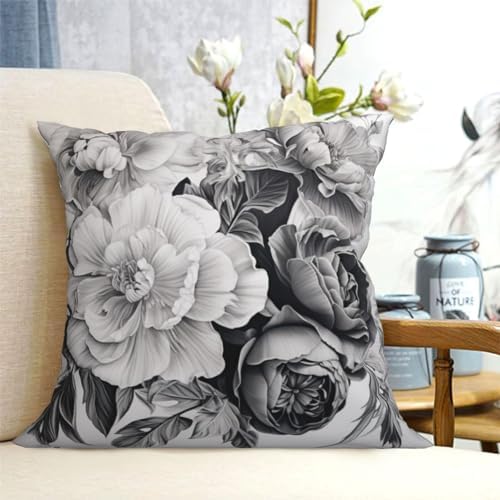 Ogniwo Floral Graphite Throw Pillow 12x12 Inch Soft Square Cushion Cover