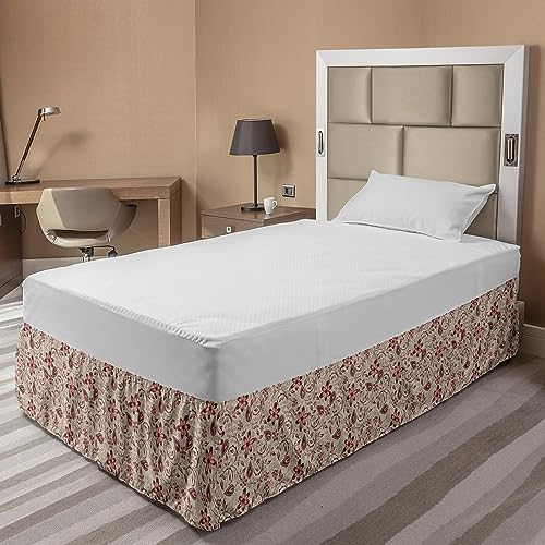 Ambesonne Flower Bedskirt with Retro 60s Pattern