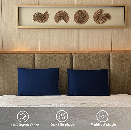 iMaylex Soft Egyptian Cotton Zipper Pillowcase Set of 2 Navy Blue Standard 20x26