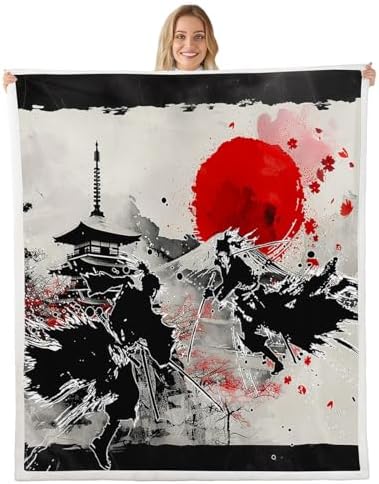 Feelyou Japanese Samurai Sunset Fleece Throw Blanket