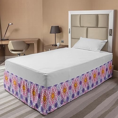 Ambesonne Tribal Bedskirt with Gradient Floral Design 1