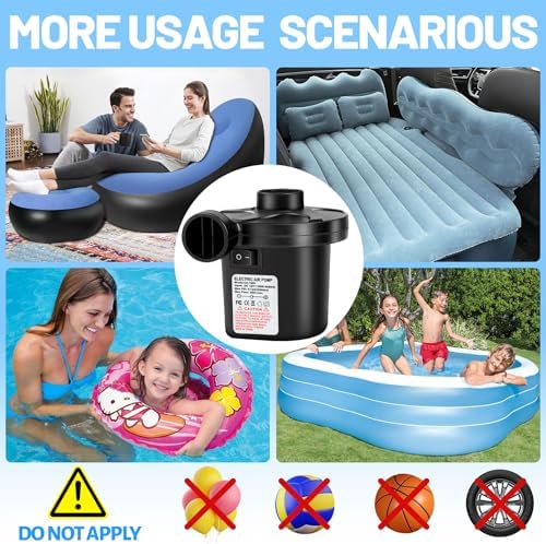 AearKing Electric Air Mattress Pump with 3 Nozzles