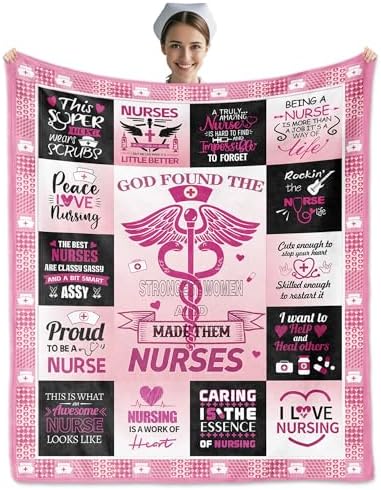 Nurse-Themed Flannel Throw Blanket 50x60