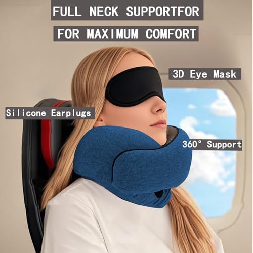 RVPYK Travel Neck Pillow Kit with 3D Eye Mask Earplugs