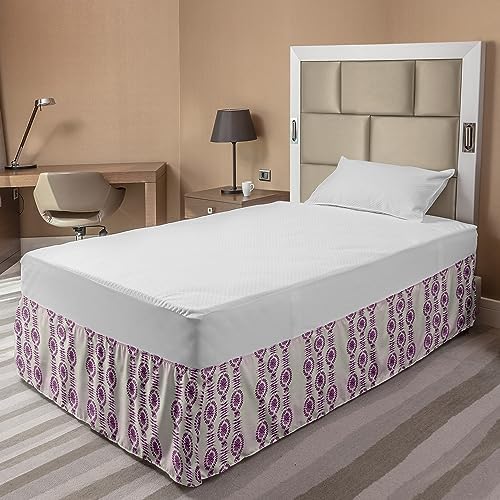 Ambesonne Floral Elastic Bed Skirt Pale Taupe Purple 1