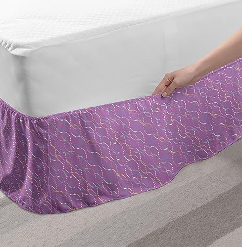 Ambesonne Abstract Bed Skirt with Repeating Dots Wavy Stripes