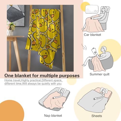 Cute Duck Blanket Flannel Fleece Throw for Kids Bedroom