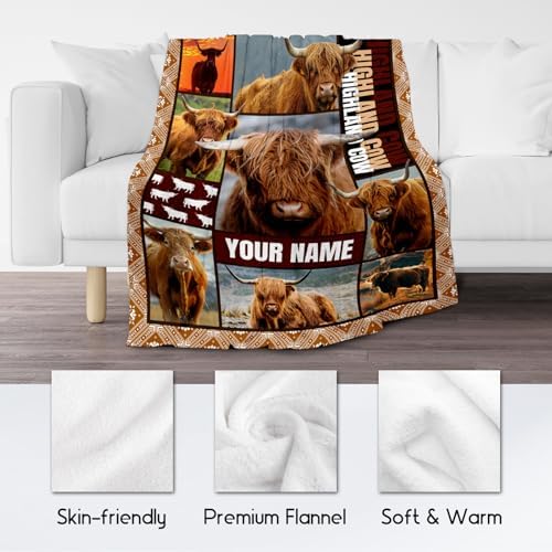 Personalized Highland Cow Blanket - Soft Fuzzy Cozy 40x50 Throw