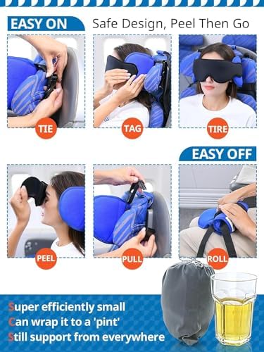 SARISUN 2-Pack Travel Pillow with Chin Strap and Eye Mask