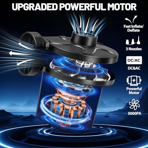 AearKing Electric Air Mattress Pump with 3 Nozzles