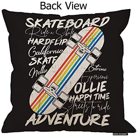 HGOD DESIGNS Colorful Skateboard Pillow Cover 18x18inch