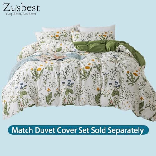 Zusbest 100 Cotton Floral Pillow Cases Set of 2 Reversible