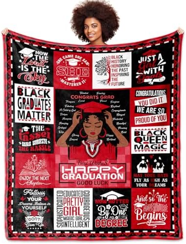 VMASUEY Graduate Throw Blanket 60 X 50 for Black Women