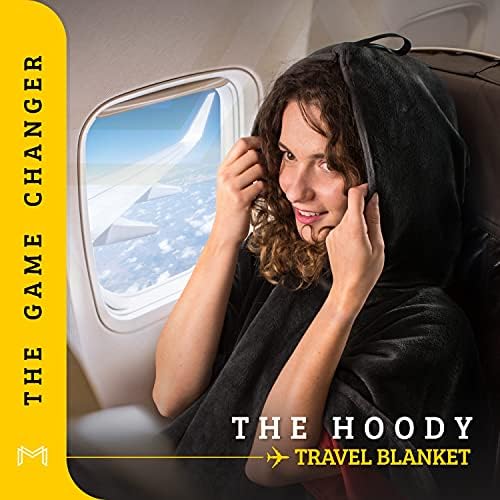 MasterManner Travel Blanket with Hoodie - 2in1 Airplane Pillow Blanket