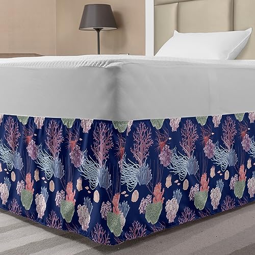 Ambesonne Nautical Bedskirt with Coral Reef Pattern